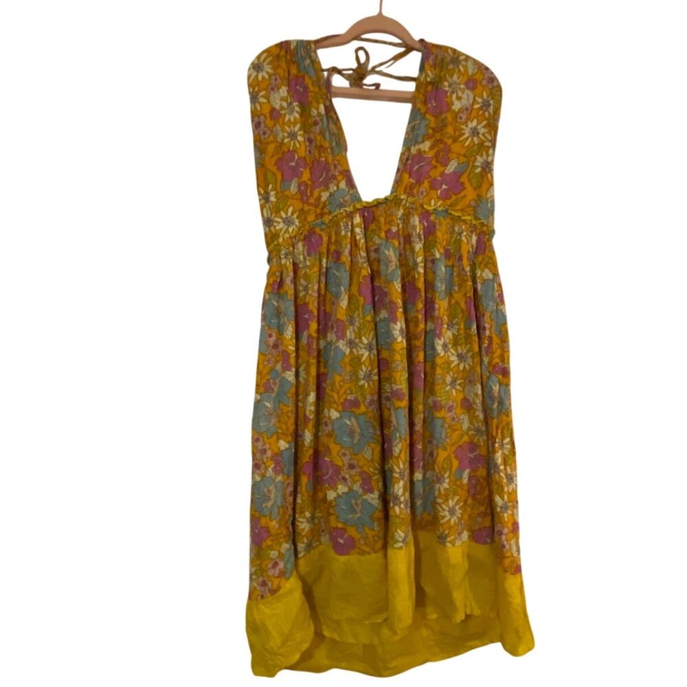 Blue Plate Cotton Floral Halter Sun Dress 4X